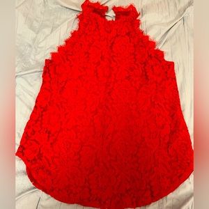 Red lace tank